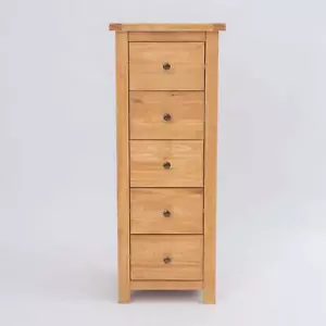 Chest of Drawers 5 Drawer Oak-effect Narrow Bedroom Furniture Storage Wood Unit - Picture 1 of 9