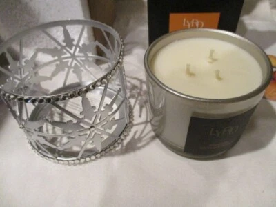 AVON Pumpkin Pie Candle & Winter Soft Snowflake Candle Sleeve &Rhinestones 3wick - Image 1 of 4