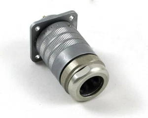 Amphenol 165-18 Cable Plug Mated To 165-19 Square Flange Receptacle w/ 11 Pins - Picture 1 of 3