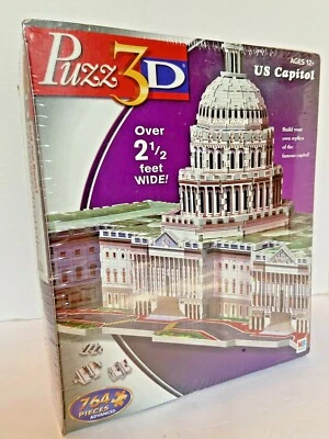 PUZZ3D U S CAPITOL 764 PIECES NEW IN PACKAGE * OVER 2 1/2 FEET WIDE! HASBRO 2005 - Image 1 of 4