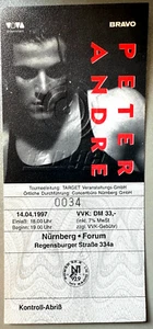PETER ANDRE 1987 NÜRNBERG - Original Konzert Ticket - Eintrittskarte - Bild 1 von 1