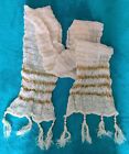 Large Lightweight Scarf White With Golden Stripes 2.5m