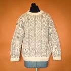 Vintage Hand-Knitted Pure Wool Jumper Cream/Brown Size XL