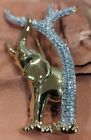 Swarovski Pave Crystal Elephant Brooch Pin, Jewelry Sack & Box 1993