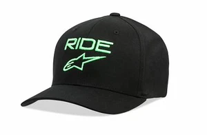 Alpinestars Cap Mens Flexfit Closed Back Ride 2.0 Black Green Logo - Picture 1 of 1