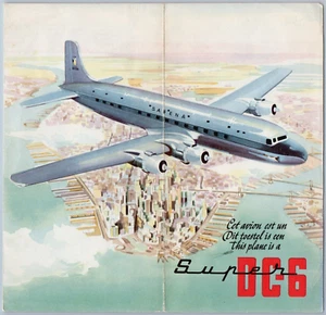 c.1953 Sabena Airlines Super Douglas DC-6 Brochure Cutaway Diagram Cockpit View - Imagen 1 de 4