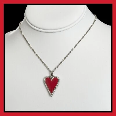 Brighton Dazzling Love Heart Necklace Red Enamel Reversible MSRP $58 NWT - Image 1 of 4