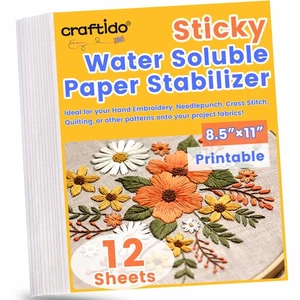 Craftido 8,5x11 12 Stück klebend wasserlöslich Stickstabilisator bedruckbar - Bild 1 von 6