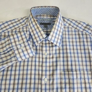 Johnston & Murphy Tailored Fit Mens Large Long Sleeve Button Down Dress Shirt - Picture 1 of 18