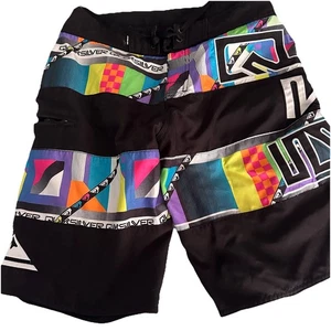 Vintage Y2k Quiksilver Surf Board Shorts Badehose Herren 30” Colorblock Neon - Bild 1 von 5