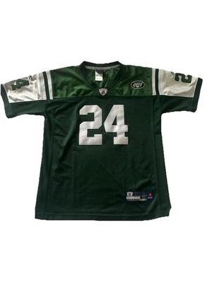 锐步纽约喷气机队球衣青少年 XXL Darrelle Revis 24 NFL 设备 Onfield — 第 1/4 张图片