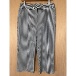 Chicos Wide Leg Crop Pants Womens Size 1 Petite US 8 Medium Blue White Nautical - Picture 1 of 14