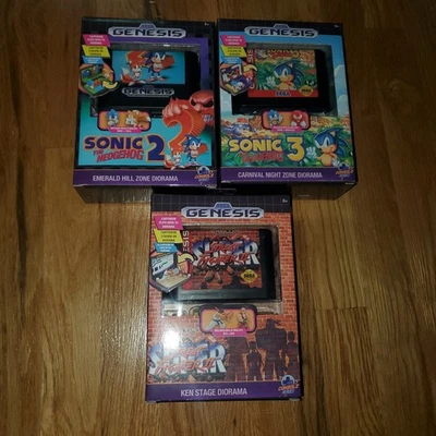 Sega GenesisDiorama Console Heroes- Set Of 3 Street Fighter, Sonic 2&3 Brand New - Image 1 of 4