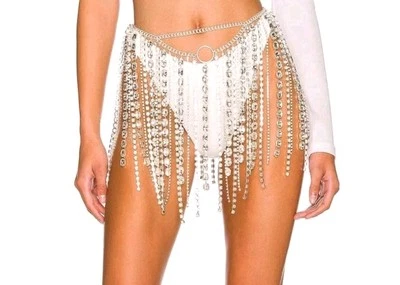 Sexy falda de cristal REVOLVE Camila Coelho nueva con etiquetas $228 drapeado estrás cinturón plateado Foto 1 de 4