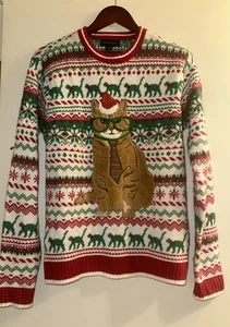 Suéter Blizzard Bay Tabby Naranja Gato Navidad Papá Noel Vacaciones Talla Mediana - Imagen 1 de 5