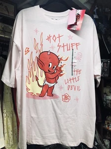 HOT STUFF THE LITTLE DEVIL Retro XL NWT Men Oversized Pink T-Shirt 🧡 - Picture 1 of 5