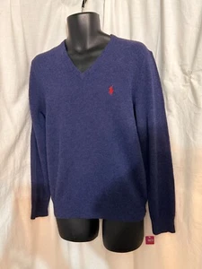 Polo Ralph Lauren Herren Lammwolle V-Ausschnitt Strick Pullover Pony Logo Gr. S #1168 - Bild 1 von 15