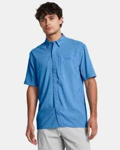 NWT MEN'S UNDER ARMOUR 1383571 444 UA FISH HYBRID WOVEN SHORT SLEEVE SHIRT $65 - Picture 1 of 5