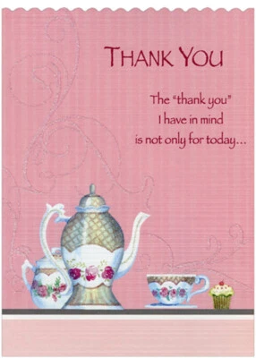 Fancy Tea Kettles Tea Cup and Cupcake Die Cut Z-Fold Thank You Card - Image 1 of 3