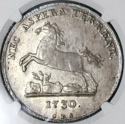 1730 NGC AU 55 Brunswick Hannover Thaler Horse George I Coin POP 1/0 (20080301C) - Image 1 of 4