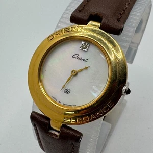 VTG Orient Elegance Quartz Watch Women Gold Tone Diamond Ultra Thin New Battery - Picture 1 of 6