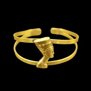 Brazalete Brazalete Oro Sólido Cobre de la Antigua Reina Egipcia Hermosa Nefertiti - Imagen 1 de 5