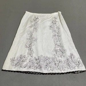 Gonna di lino Y2K Bob Mackie taglia 10 boho hippie cottagecore paillettes ricamate * - Foto 1 di 24