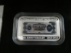 2013 $1 Australia's First Banknote Rectangular 1oz Silver Proof Coin Stamp Set - Picture 1 of 6