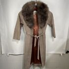 Vintage S.H.G. BROWN Tan SUEDE LEATHER Women's Coat Made in ENGLAND SHG Fur Trim