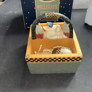 Williraye Studio WW2749 Bunny Rabbit Easter Basket with Two Wooden Eggs! - Picture 1 of 15