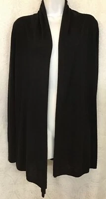 Donna Karan Cárdigan Suéter Negro Cachemira Abierto Manga Larga Hasta la Cadera Talla PS Foto 1 de 4