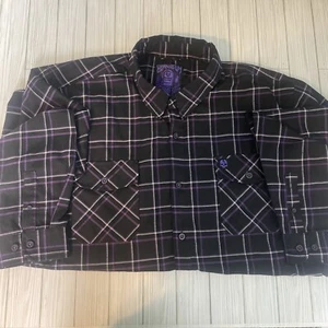 Born Scum Mens Graveyard Shift Flannel Shirt Size 5X Black Plaid Long Sleeve - Picture 1 of 6