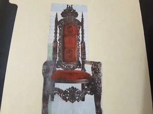 Antique King, Lion Throne Chair, Antique, burgundy leather, mahogany wood - Picture 1 of 1