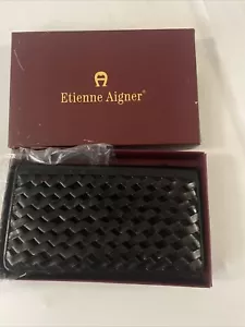 ETIENNE AIGNER Black Leather CLASSICS CHECKBOOK CLUTCH WALLET New Old Stock - Picture 1 of 3