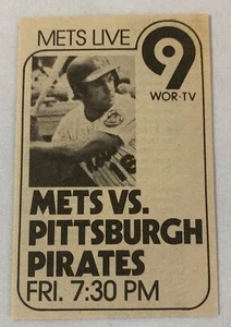 1980 small WOR tv baseball ad ~ METS vs PIRATES May 30 - Picture 1 of 1
