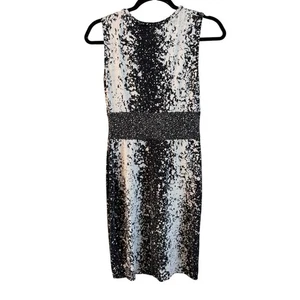 Diane von Furstenberg 100% Silk Ilsie Black White Sleeveless Dress Size 4 - Picture 1 of 8