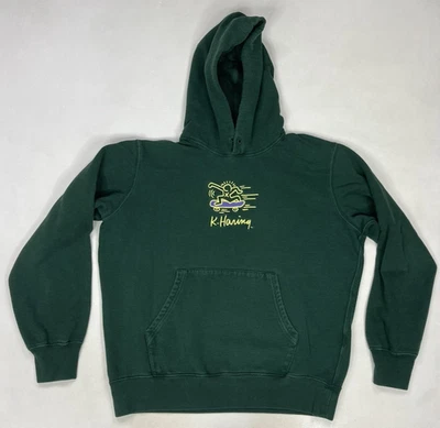 Мужской пуловер с капюшоном Uniqlo Keith Haring большой зеленый художественный скейтборд вышитый - Изображение 1 из 4