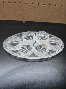 Juego de 6 servilleteros de cristal tallado patrón diamante elevado vintage con cuenco - Imagen 1 de 8