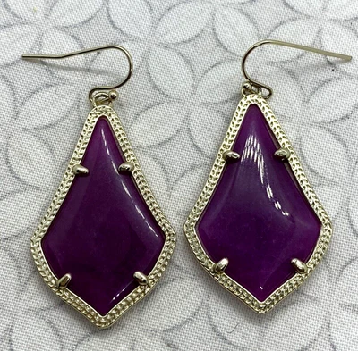 Kendra Scott Alex drop earrings in purple jade Gold tone - Image 1 of 4