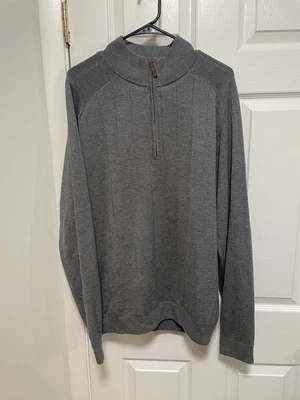 Footjoy Sweater Mens Large Grey Drop Needle Half Zip Performance Golf FJ Logo - Image 1 of 4
