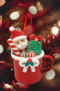 Christmas Ornament - Cup with Gingerbread Man. Wizardi Festive Decoration F07... - Picture 1 of 3