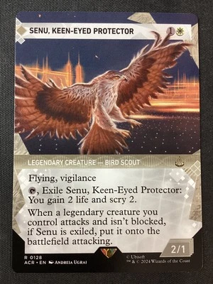 MTG UB: Assassin's Creed #128 Senu, Keen-Eyed Protector (Showcase) NM - Photo 1/2