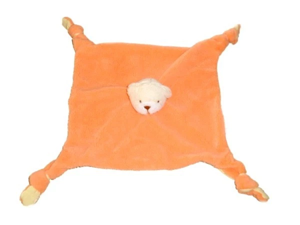 Babou Doudou plat ours orange fluo jaune - Photo 1/1