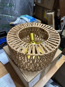 Theitem4you Rattan Light Fixtures Ceiling Mount, 3-Lights Flush Ceiling Light - Picture 1 of 7
