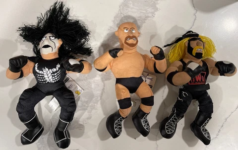 WCW Hollywood Hulk Hogan, Sting, and Goldberg Beanbag Plush Action Figures Cover