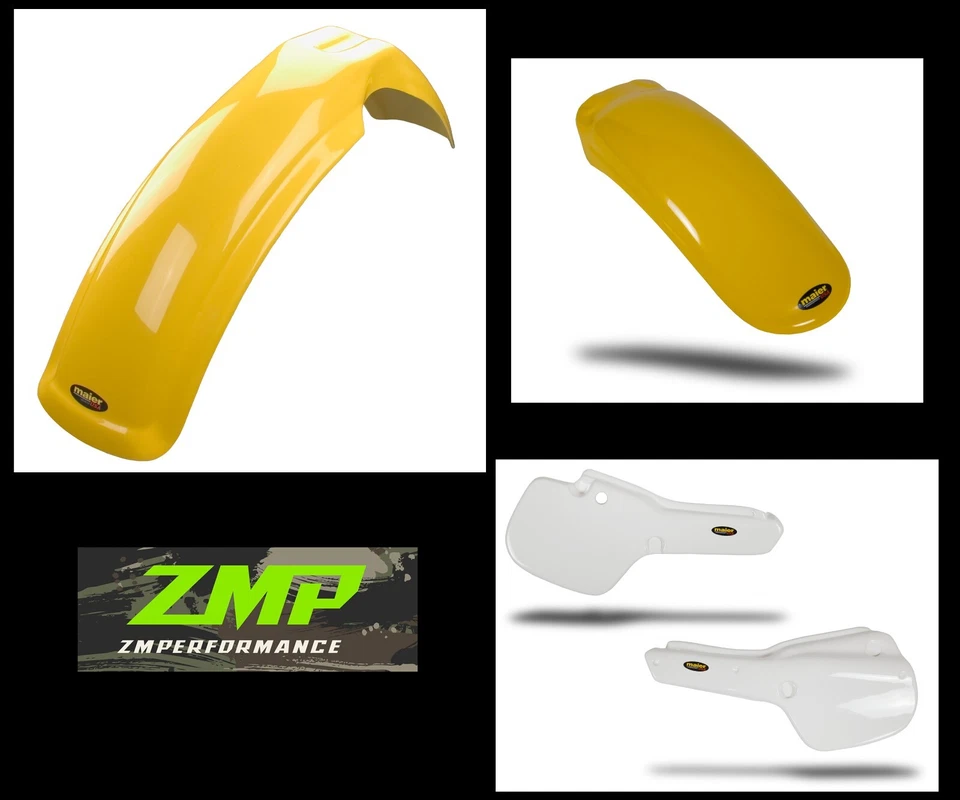 NEW YAMAHA YZ250 YZ490 1982 YELLOW FRONT AND REAR FENDER AND WHITE SIDE PANELS - Image 1 of 1