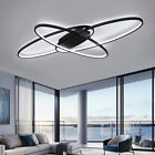 Nordic Modern Ceiling Light Oval LED Ring Chandelier Lamp Cool White Black Frame