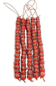 5 Strands Wedding Cake Beads, Lamp work Glass Beads 10mm square Red - Picture 1 of 1