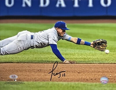 MIGUEL ROJAS DODGERS SIGNED 11X14 DIVING CATCH PHOTO PSA WITNESS - Image 1 of 3