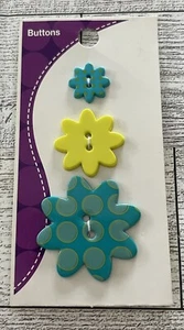 BUTTONS 3 Blumenthal Lansing Co Turquoise Bubble Flower a725 - Picture 1 of 2